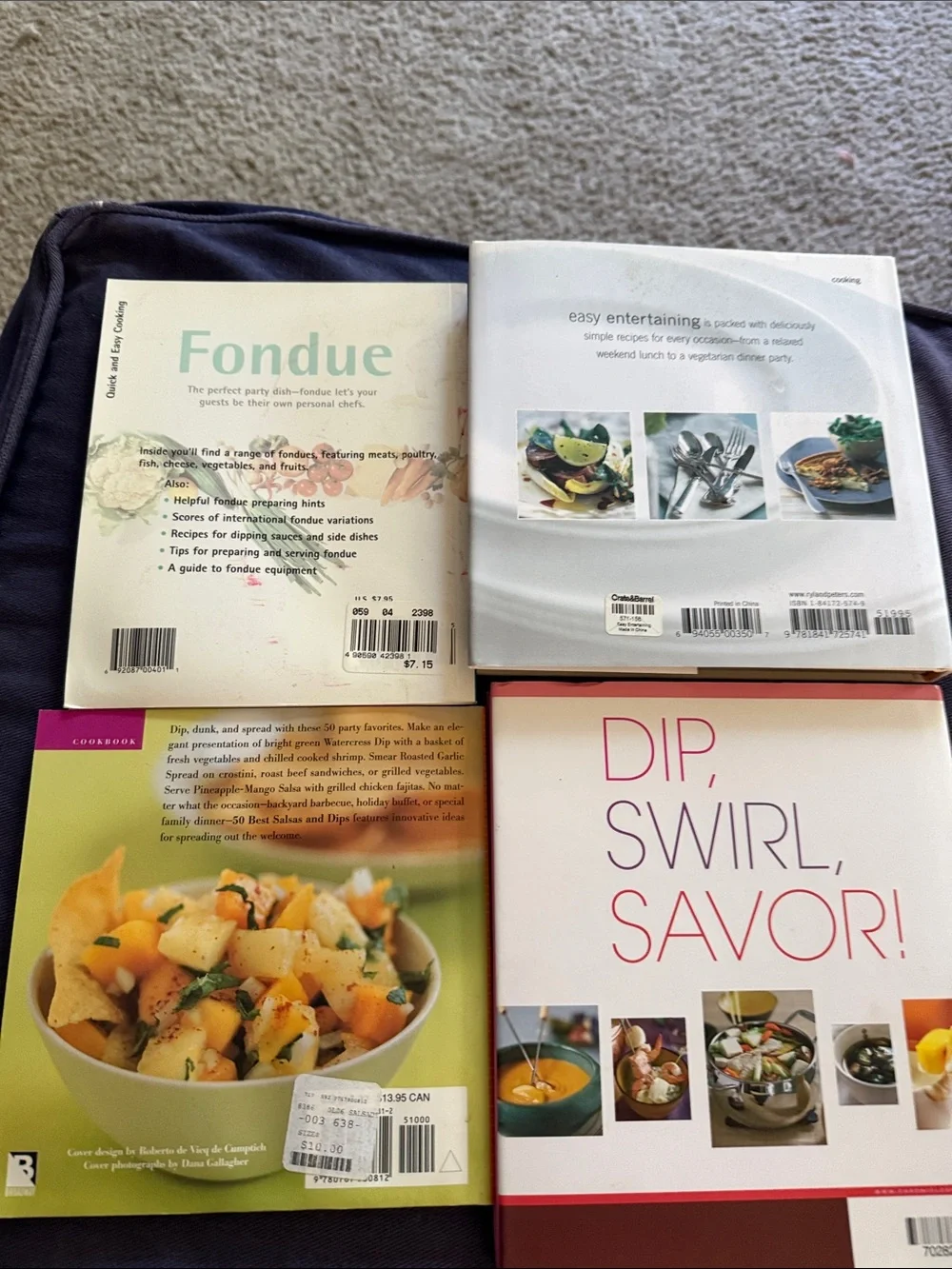 Assorted Cookbook Set - Fondue, Easy Entertaining, Salsas & Dips - Multicolor